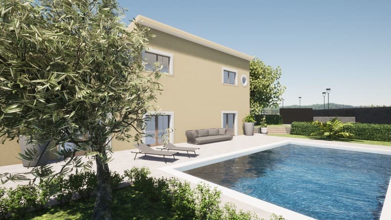 rendering con piscina